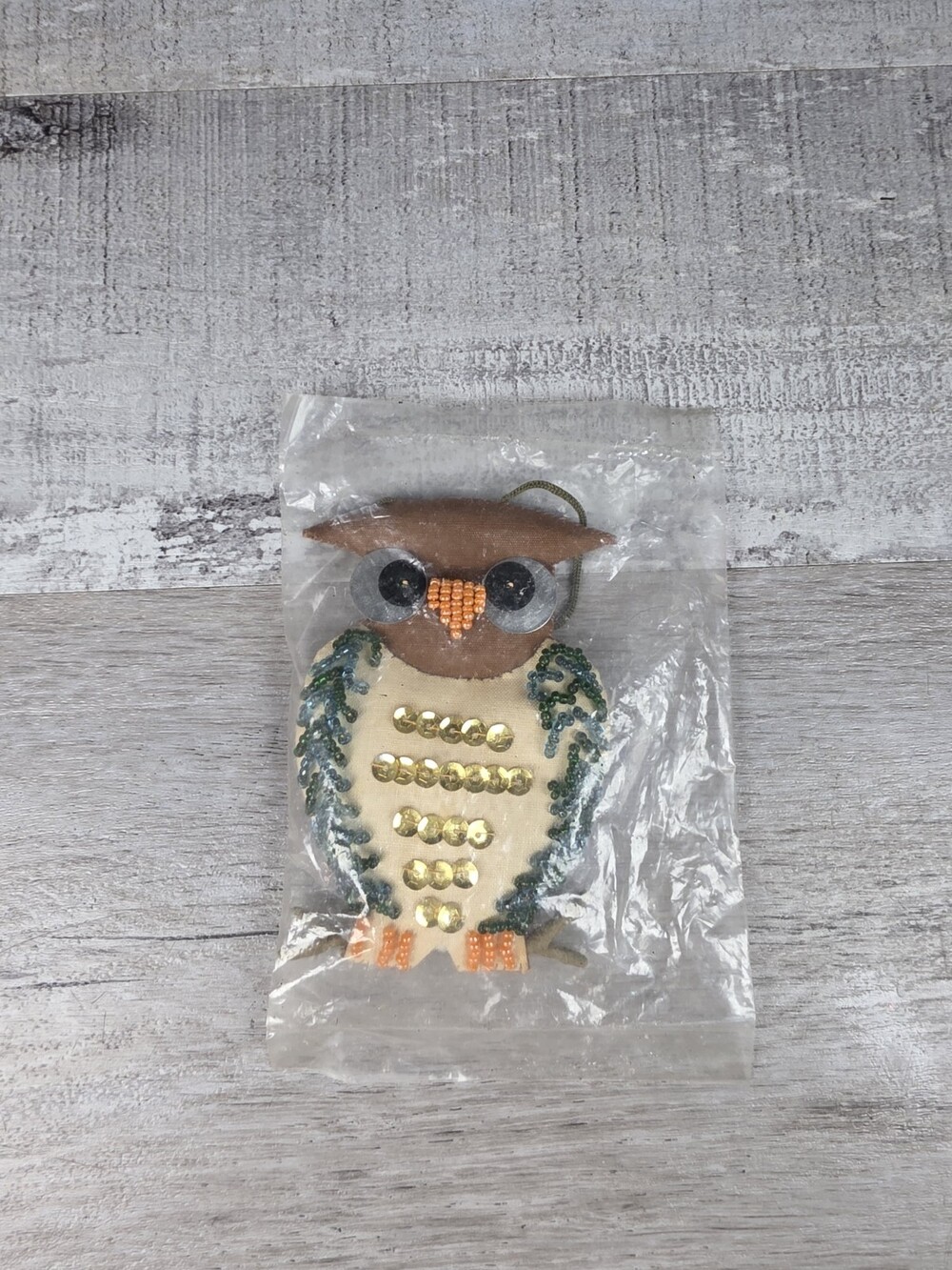 Handmade Sequin Beaded Owl 3" Christmas Ornament 215d